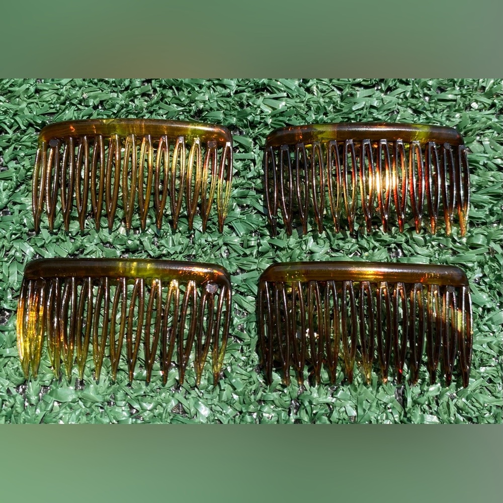 Vintage 80’s Set of 4 Goody Small 1.75” Faux Tortoise Shell Hair Combs USA Made